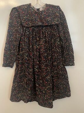 Analogie by Lil Legs Blue and Red Floral Corduroy Cotton Girls Dress Size 12
